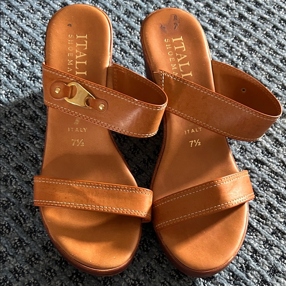 Italina Women's Brown Wedge Sandals
